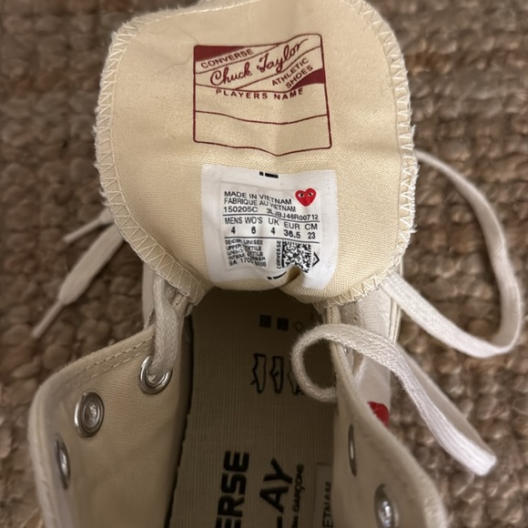COMME DES GARCONS PLAY Converse Women's Chuck Taylor Peek-A-Boo High-Top Size 6 - Picture 8 of 8